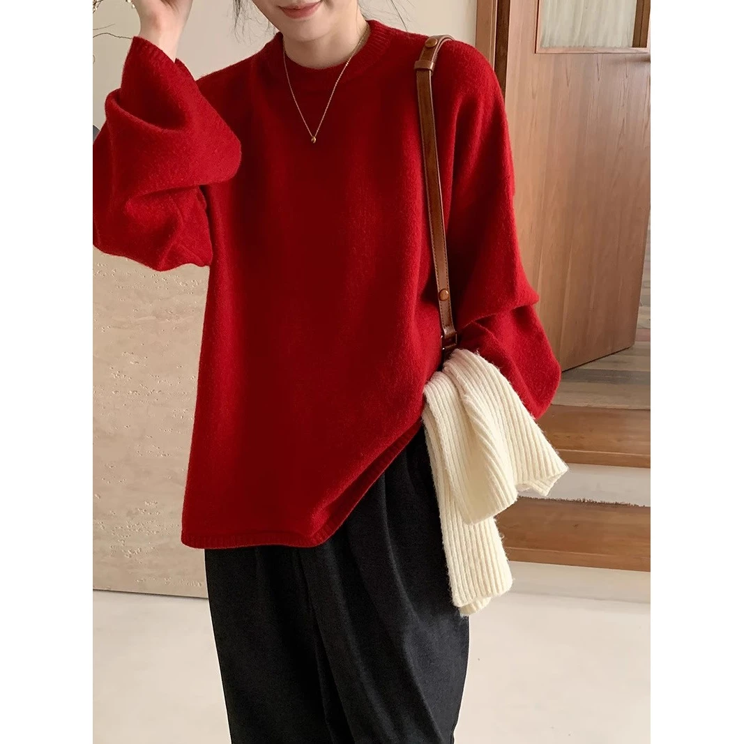 篙定面料，质感绝绝子！毛衣女新款秋冬加厚保暖宽松针织衫打底上衣