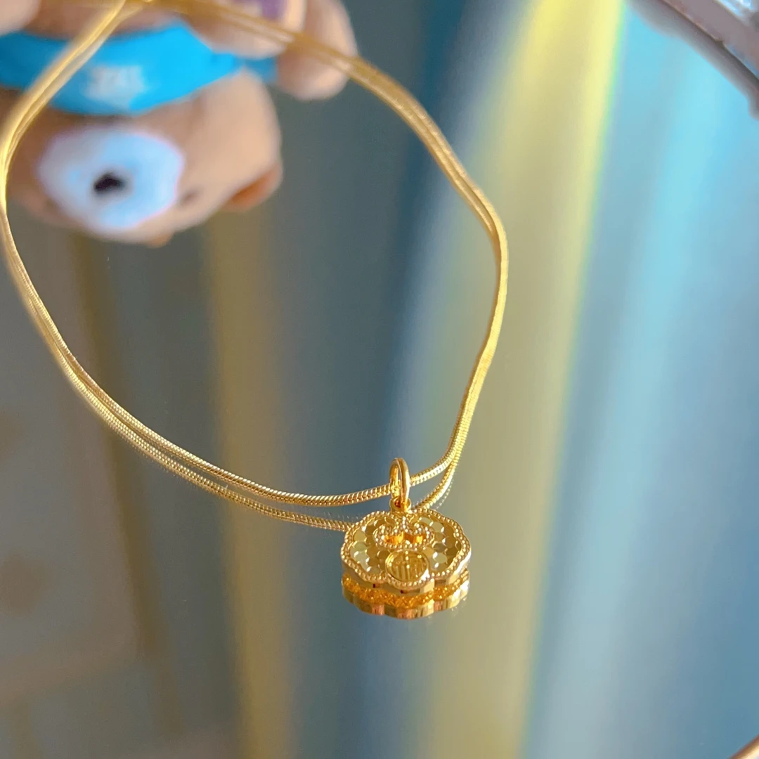 龙鳞福锁字气质精美小锁头如意蜂巢高端项链