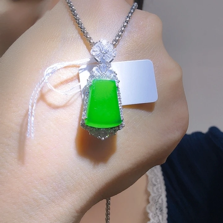 翡翠银S925镶嵌吊坠(不含链)