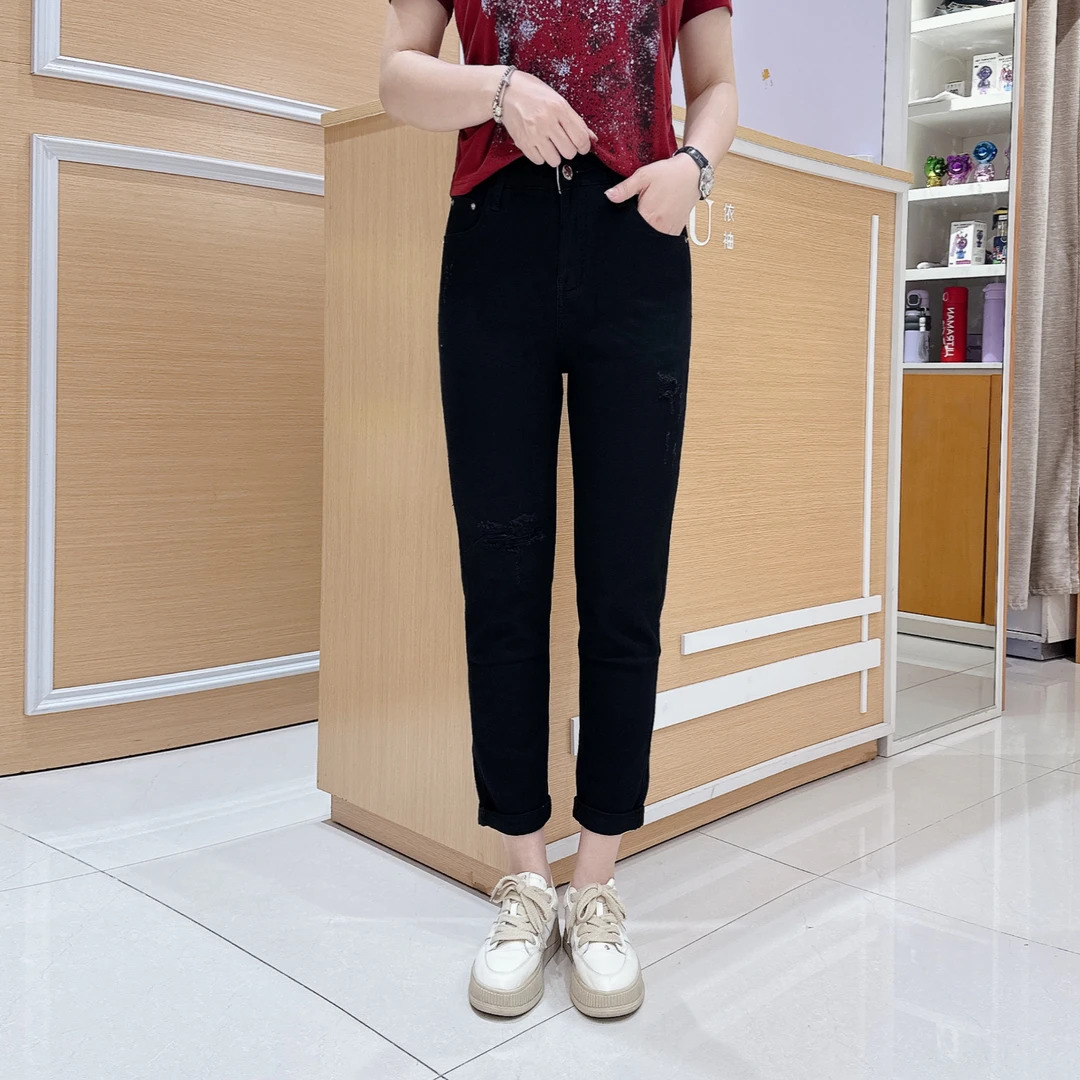 南韩时尚超薄牛仔裤5-092女夏季弹力修身显瘦小脚九分牛仔裤/长90