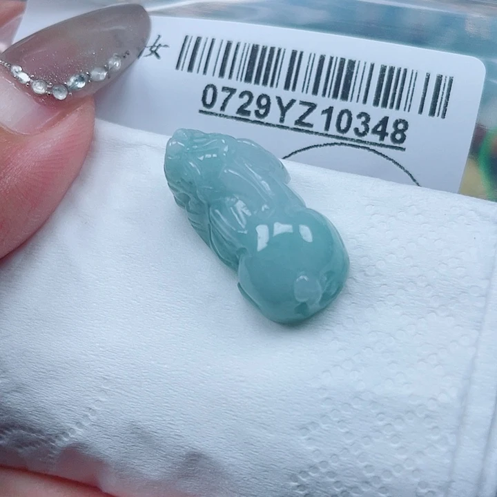 翡翠足银镀金镶嵌吊坠(不含链)