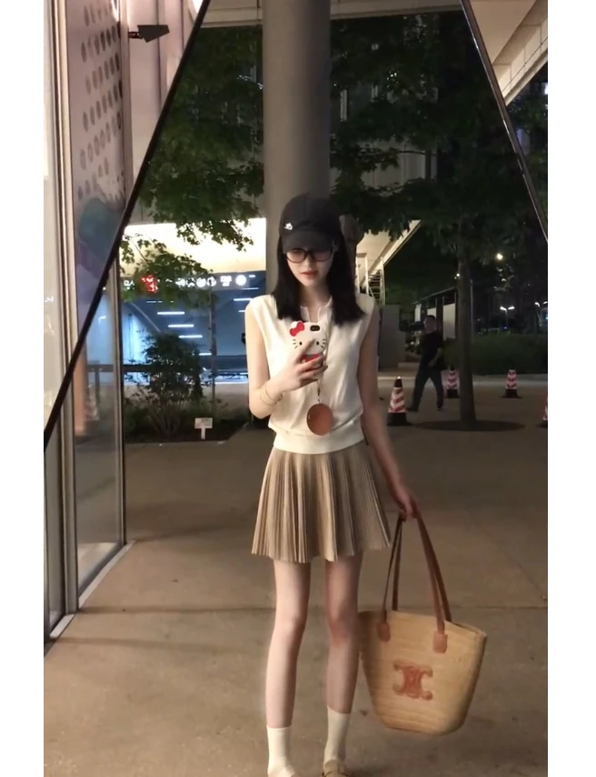 2025夏季新款时尚套装气质显瘦无袖上衣洋气休闲百搭半身裙外穿女