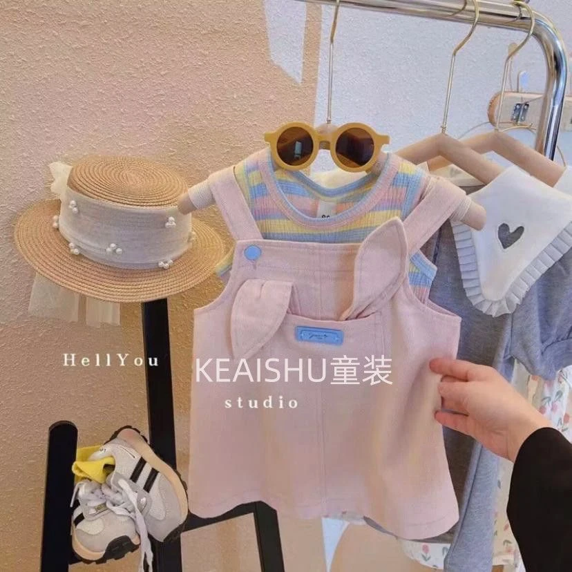 女童背带裙2025夏装新款中小童无袖背心洋气女宝背带裙两件套