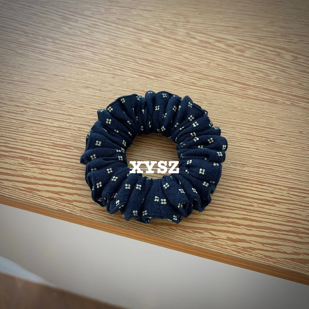 藏蓝四叶小肠圈原创设计波西米亚风日韩发绳发圈头饰流浪丹宁风