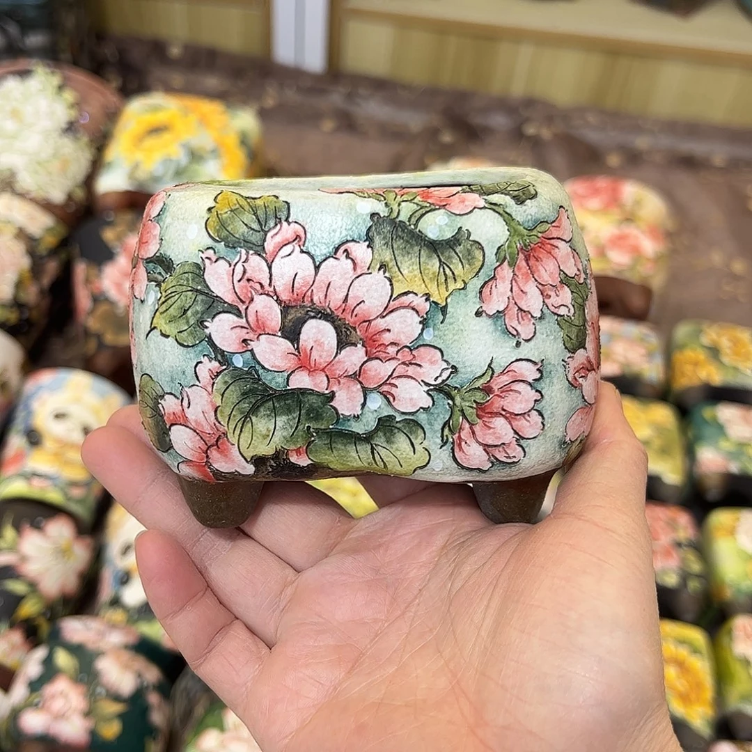 景德镇炫彩手绘陶瓷花盆