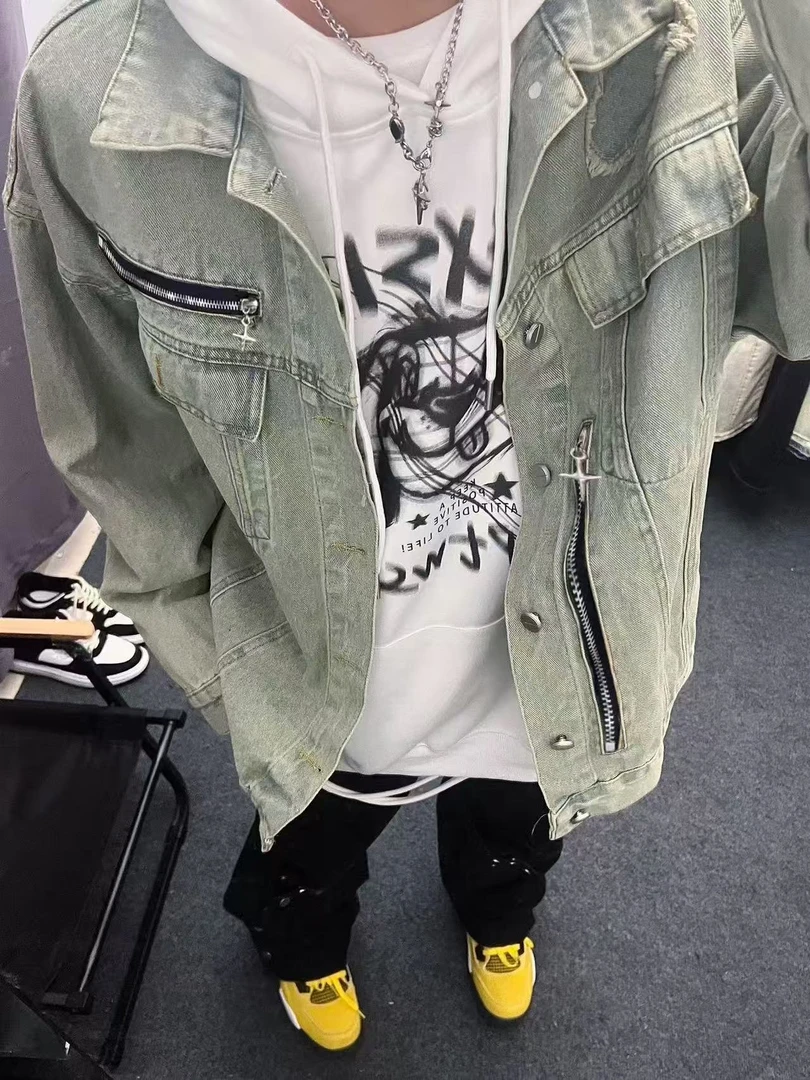 F5-3-4D浅蓝色”拉链假口袋”牛仔外套（022）