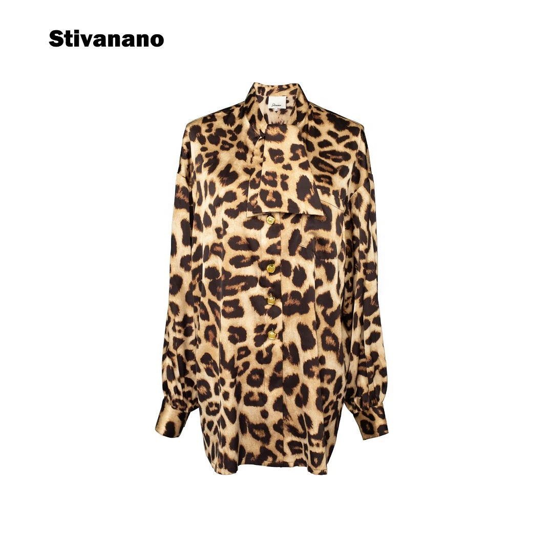Stivanano系结领豹纹衬衫 叠穿加分神器