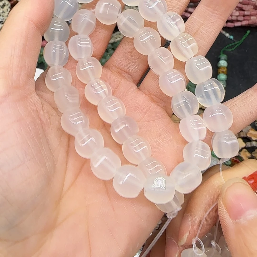 玛瑙/玉髓合金珠宝半成品荔枝冻10mm南瓜一条