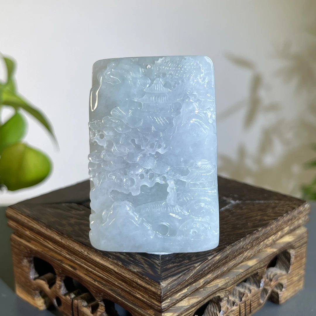 JCW03-23 天然缅甸A货翡翠  山水牌