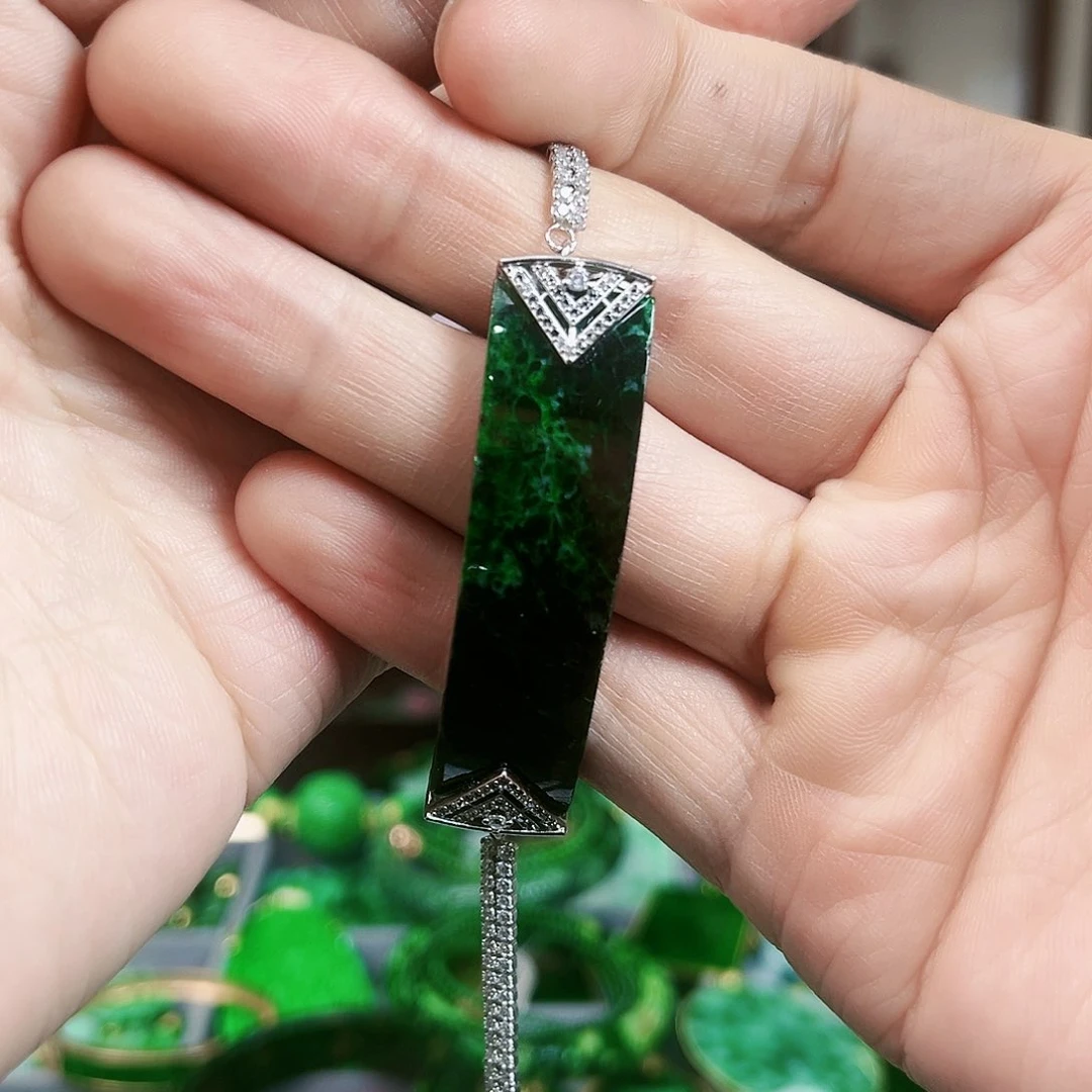 翡翠手链银S925镶嵌手链