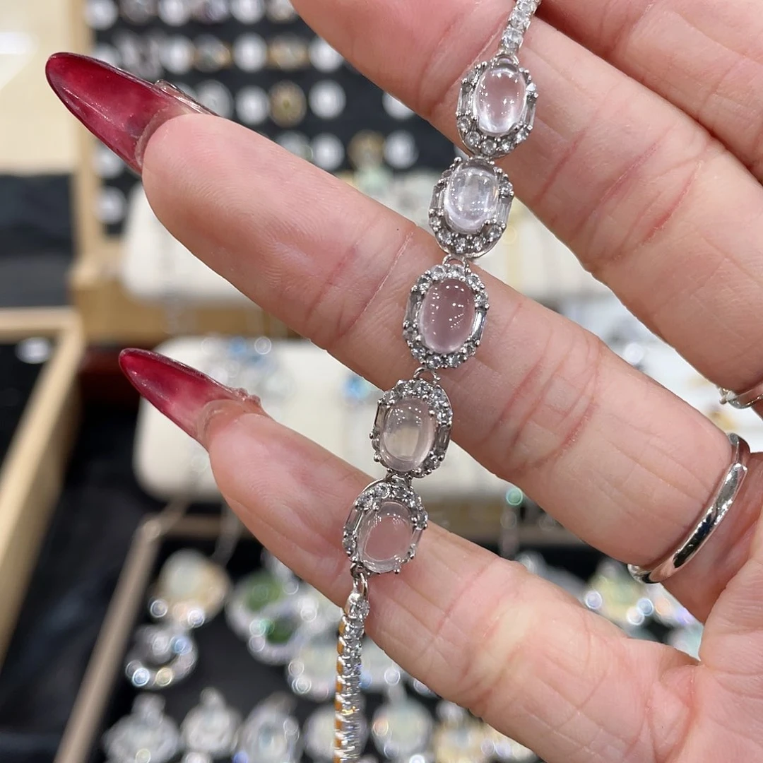 芙蓉石手链银S925镶嵌奶****?