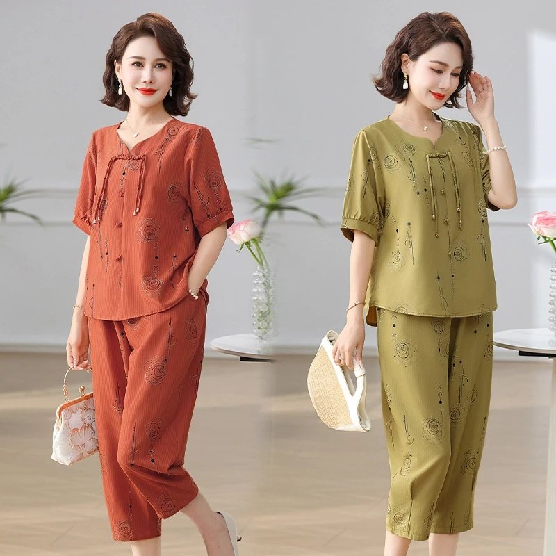 新款时尚妈妈装两件套洋气显瘦版型套装上衣舒适度高上衣女