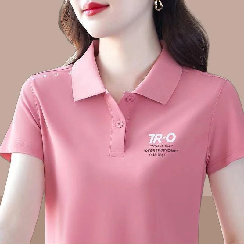 纯棉短袖t恤女士夏季2025新款时尚洋气质妈妈polo衫上衣百搭翻领