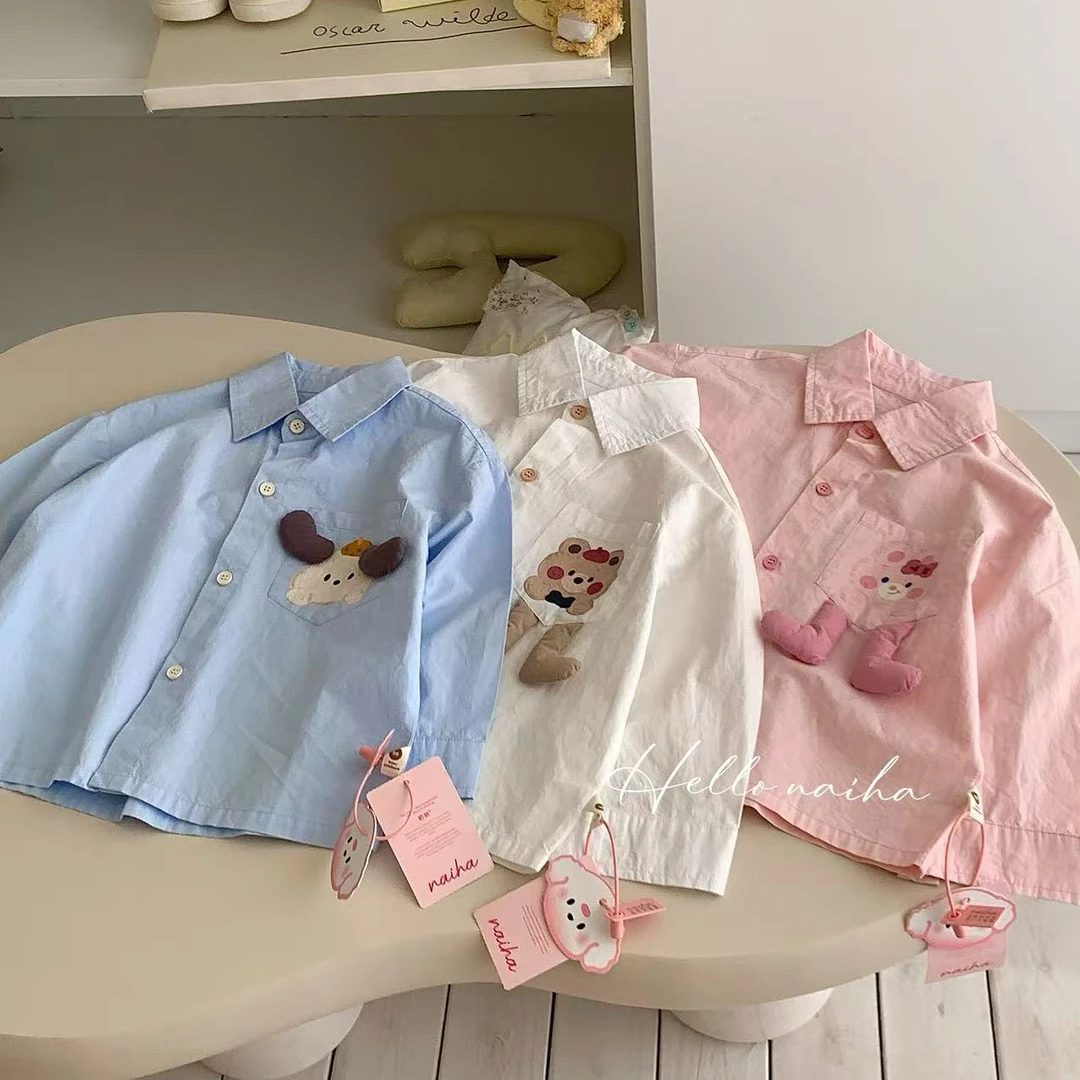 奶哈春 糖果色立体卡通衬衫DO302