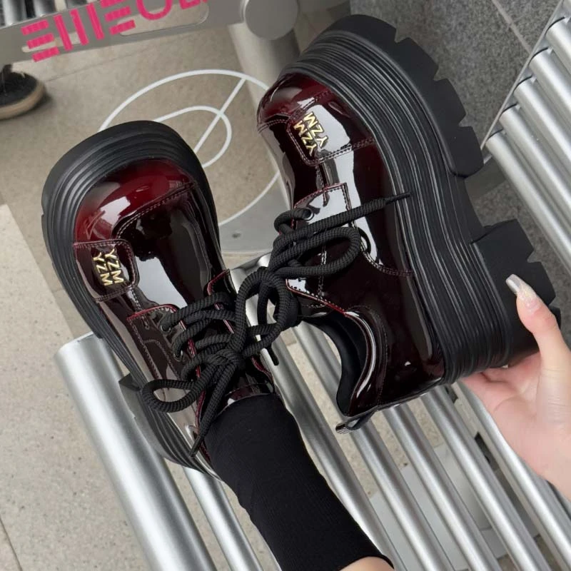 【春意阑珊】厚底小皮鞋女2025通勤单鞋内增高乐福女鞋子952