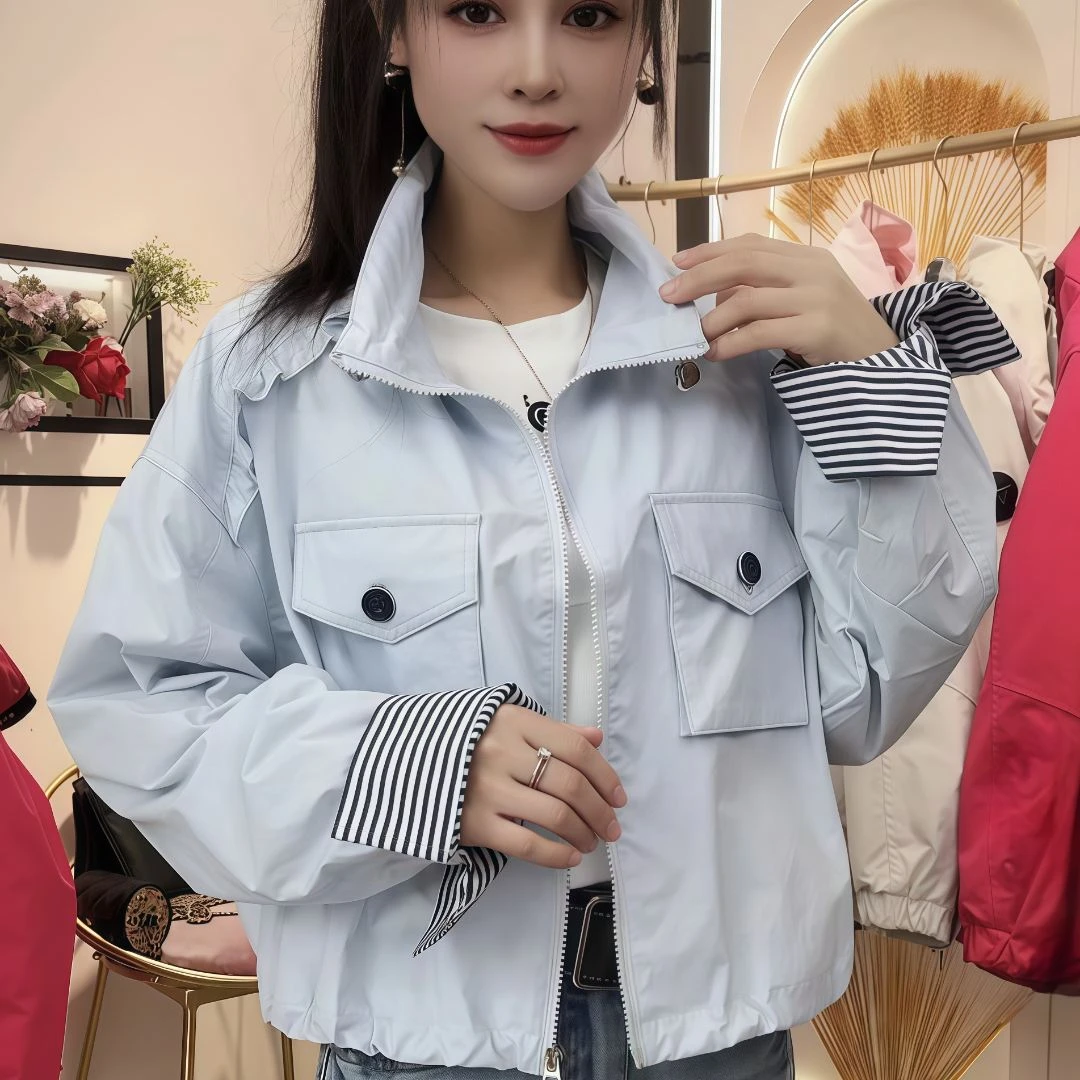 2025新款口袋防晒女纯色透气宽松型短外套设计师休闲时尚潮流