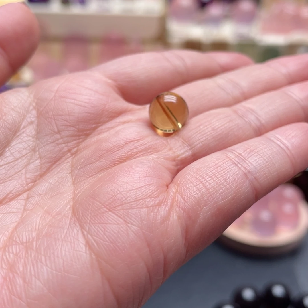 未镶嵌手链黄晶润***牛黄水晶单珠9.9mm