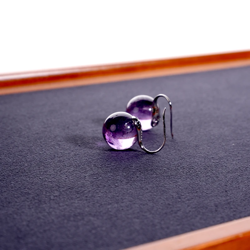 5184-3天然紫水晶耳环女气质格紫色耳饰（天然珠宝多样性发其一）