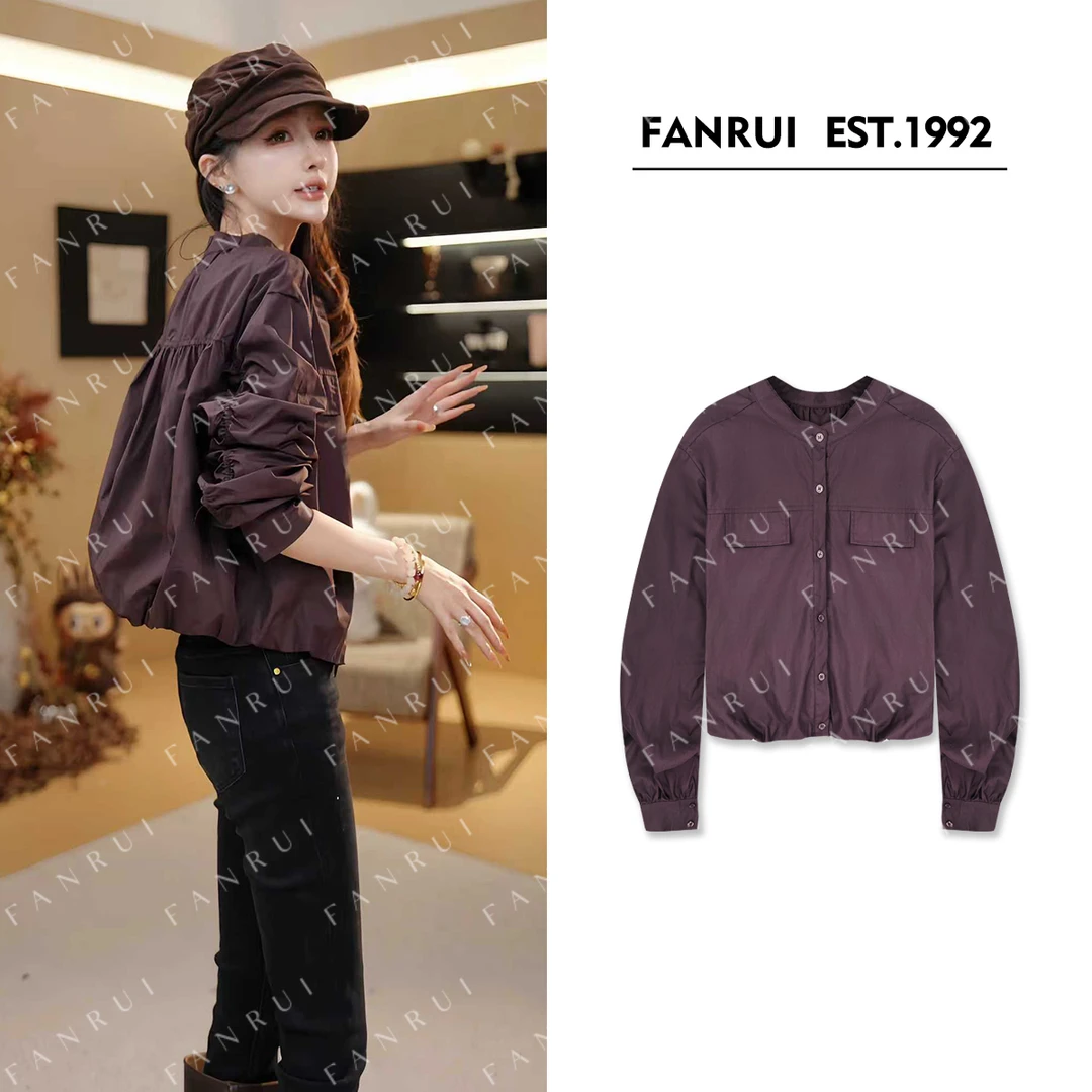 FANRUI/泛芮「贝贝biuu」褶皱设计感时髦百搭休闲衬衫外套B18253