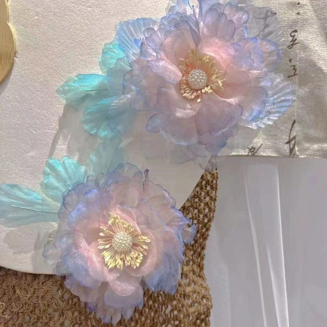 【云鬓花颜阁烫花发夹】粉棠（孤品）爆款新中式汉服饰品古风发饰B154