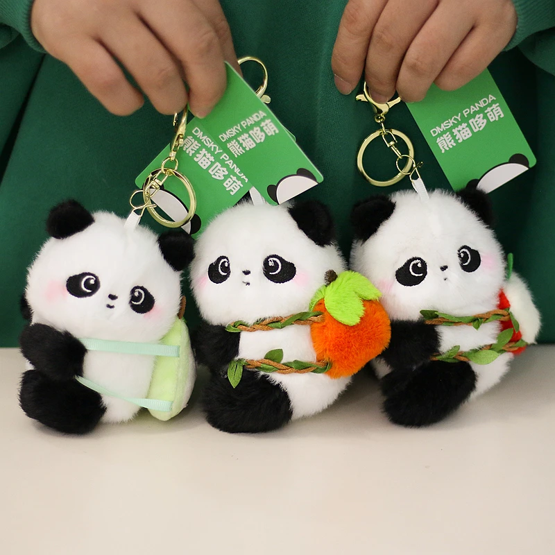 正版背牛油果苹果柿子熊猫毛绒玩具小挂件公仔玩偶成都基地同款萌