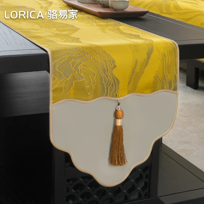 骆易家【江山如画】新中式禅意桌旗茶台桌布长条轻奢高端茶席茶桌