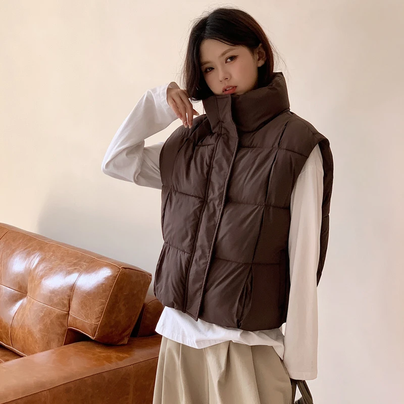 棉马甲女外穿洋气2025年新款韩版宽松立领叠穿马夹坎肩短款秋冬
