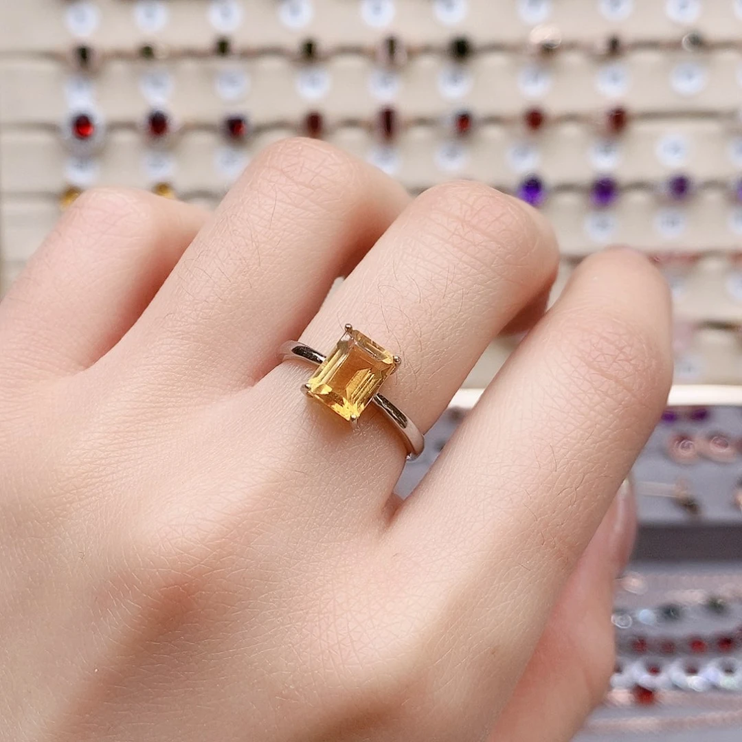 水晶戒指银S925镶嵌戒指