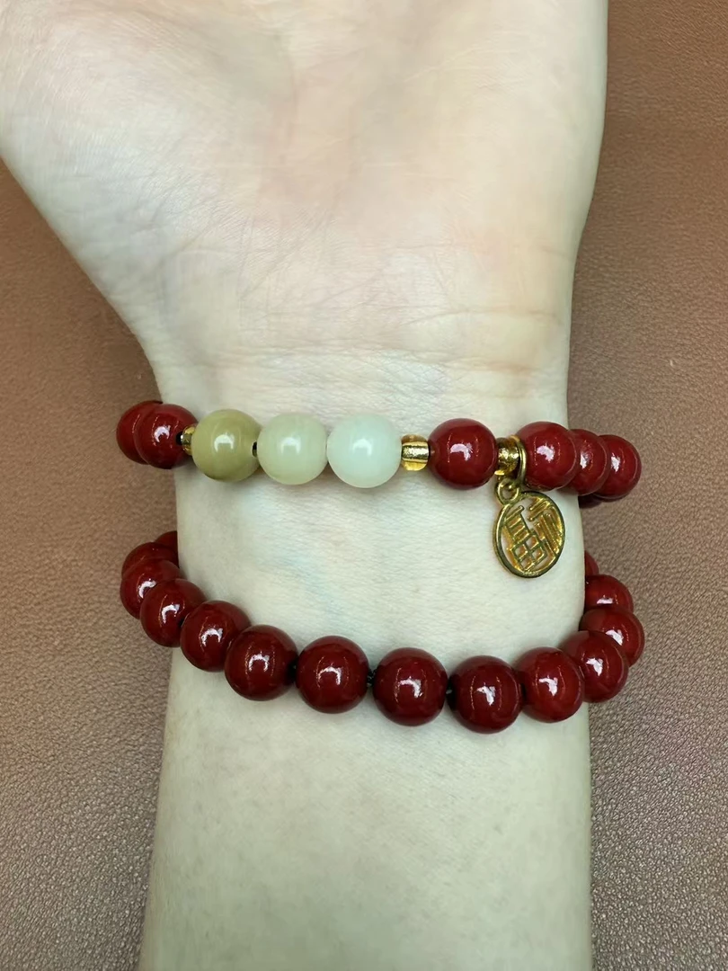 含辰砂工艺品K1010朱砂双圈手串下架