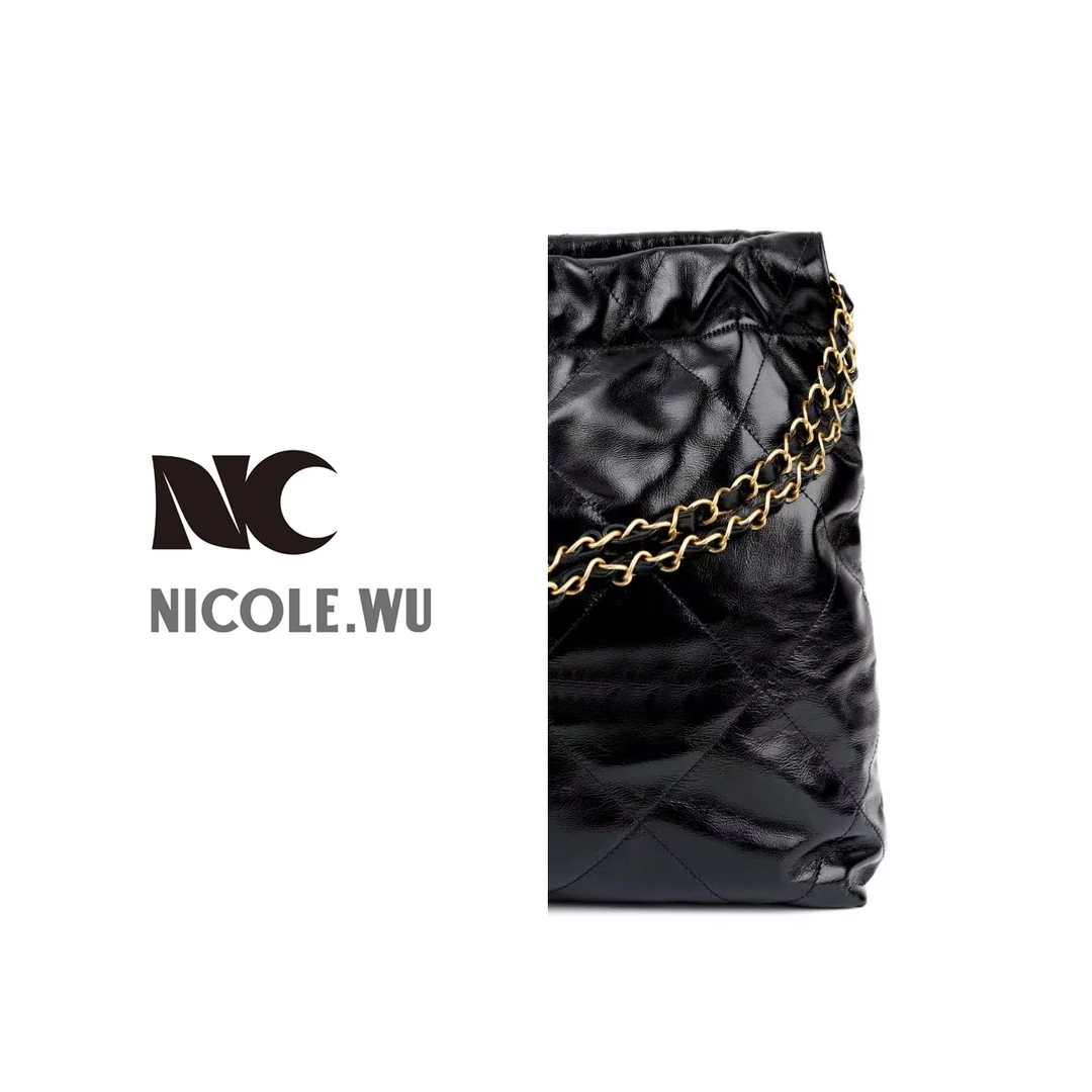 【妮可专属】垃圾袋(黑金白字）   手工高定包包