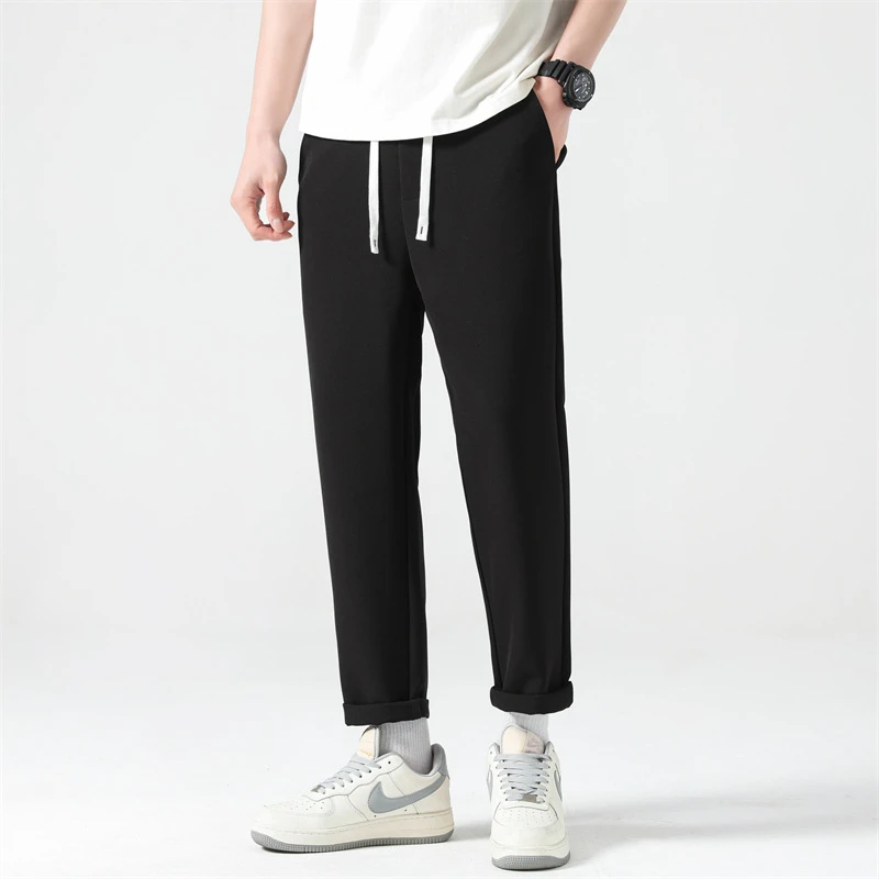 潮流百搭青年直筒休闲裤子秋季新款宽松锥男男士春窄春九分直筒裤