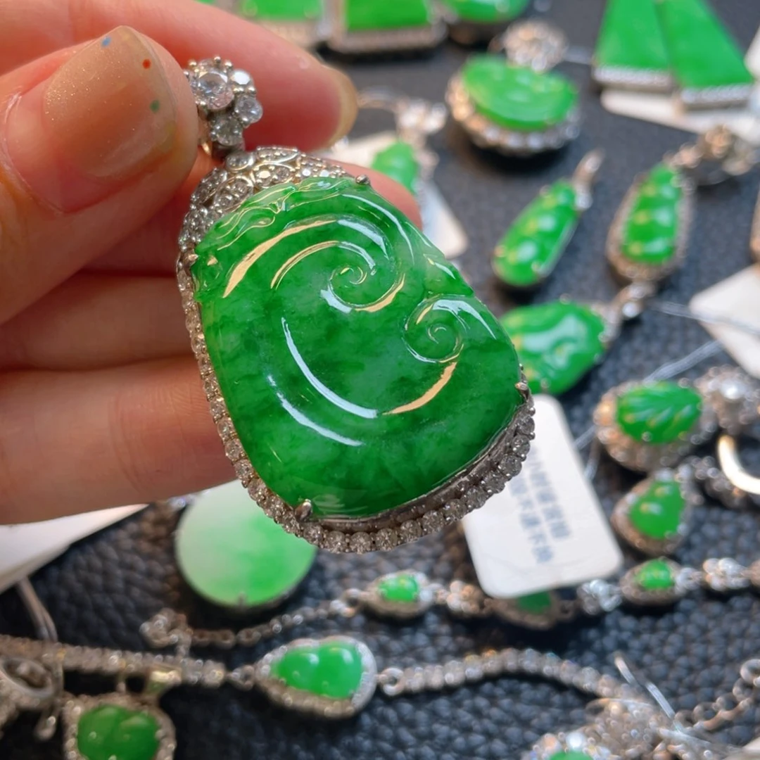 翡翠银S925镶嵌吊坠(不含链)