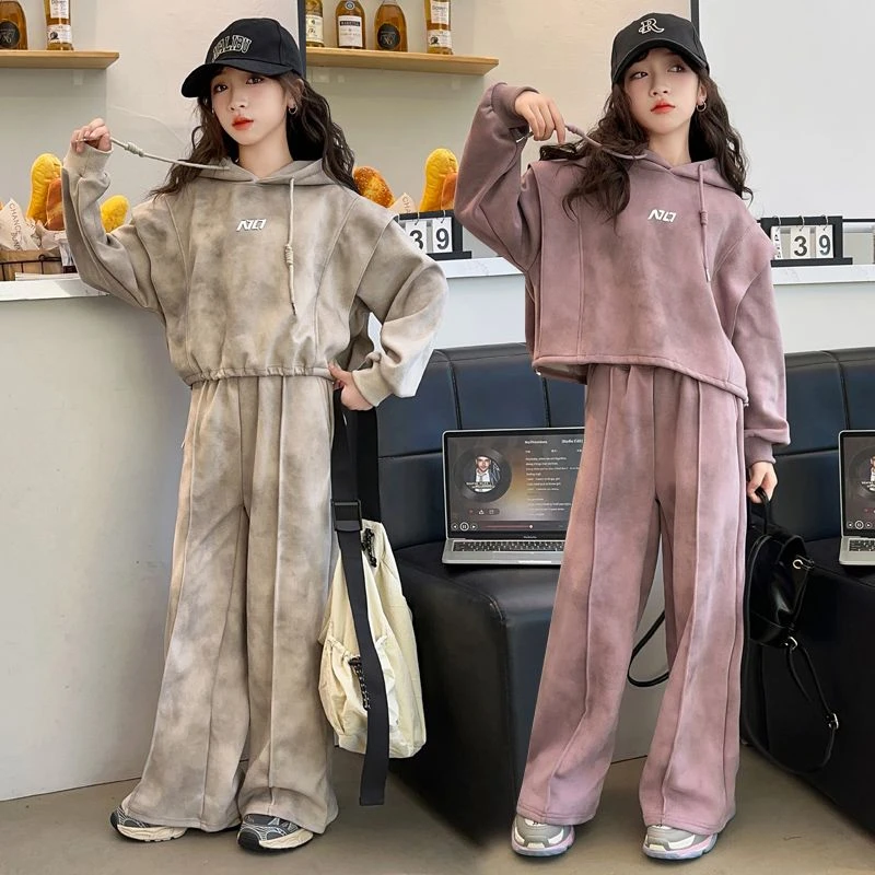 女童休闲套装春秋装2025新款儿童女孩大童时髦运动卫衣卫裤两件套