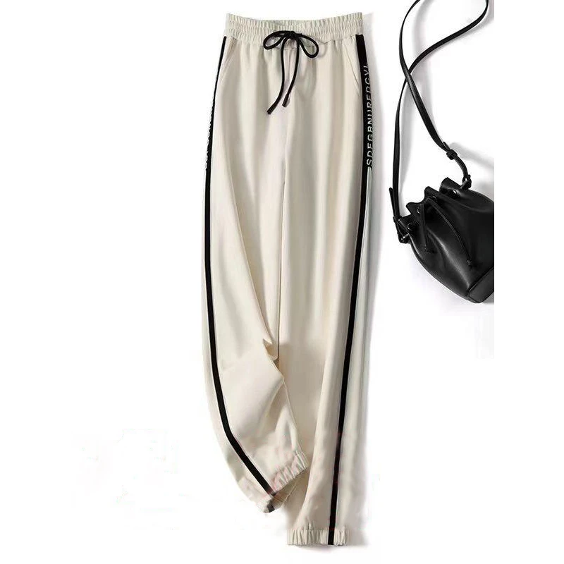 门店2&59！美式破圈穿搭！长腿滤镜/松紧腰侧拼条束脚卫裤 L71181