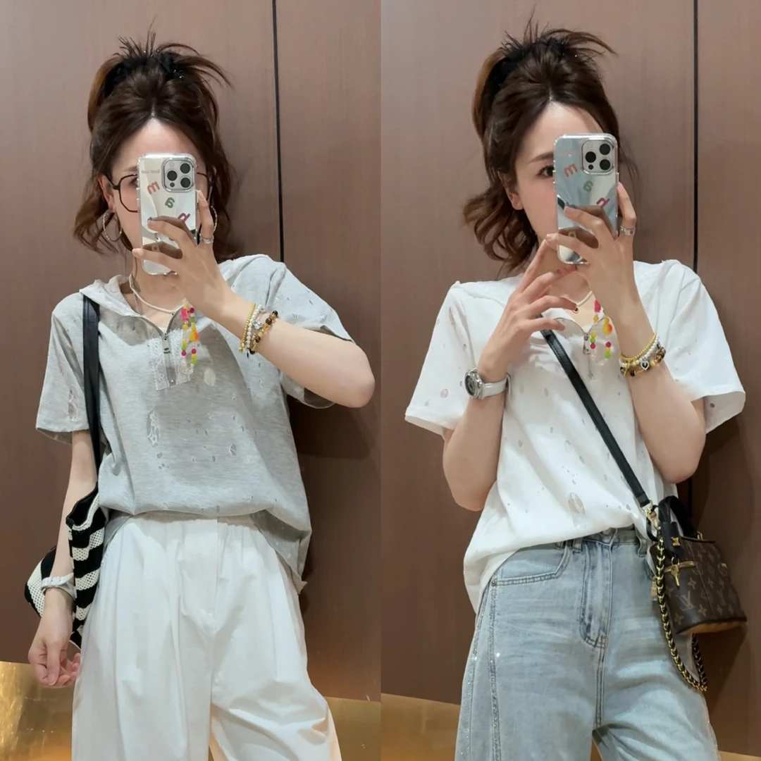 【雨过白隙】丸子璐春夏季新款时尚休闲上衣预WZLC5SY2412A