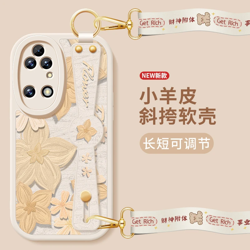 华为p50手机壳p50pro腕带挂绳p50e防摔全包女款硅胶软保护套适用