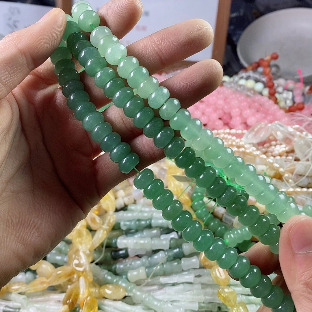 玛瑙/玉髓珠宝半成品合金一条天然10mm绿东岭玉隔片