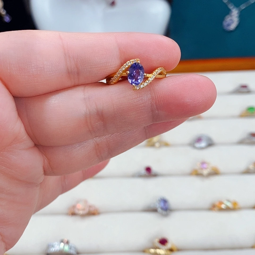 坦桑石戒指银S925镶嵌