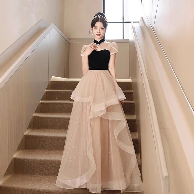 高端晚礼服女2025新款成人礼宴会气质轻奢新中式艺考主持演奏长裙