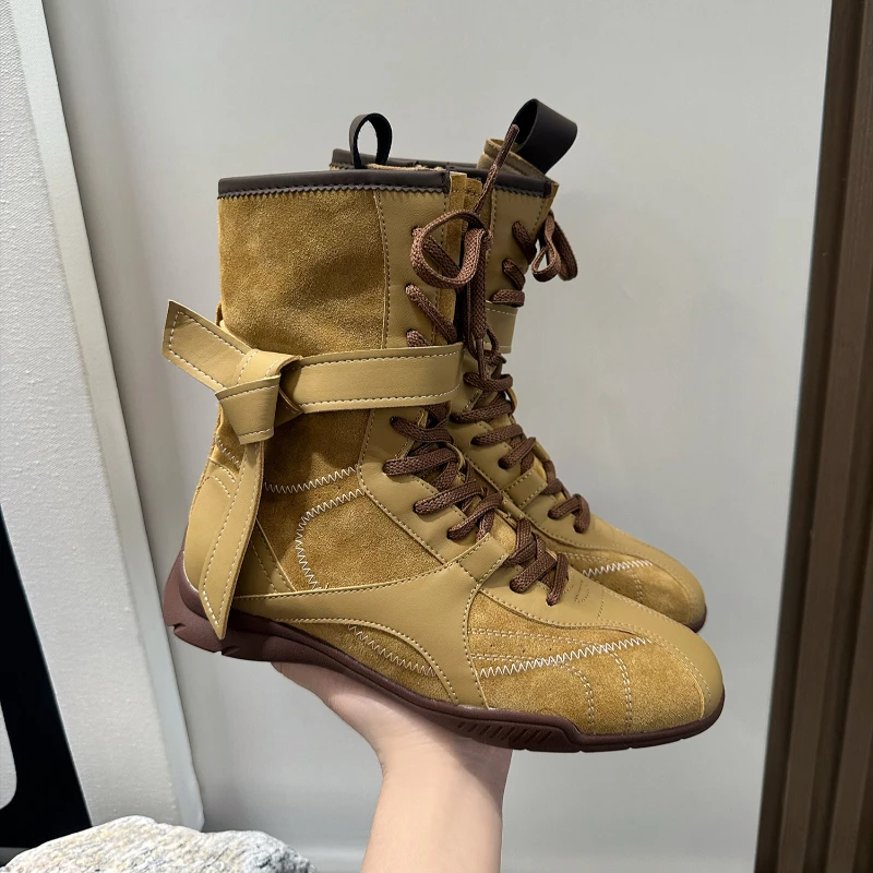 真皮复古休闲马丁靴女2025新款户外靴拳击靴德训靴运动靴短靴女靴
