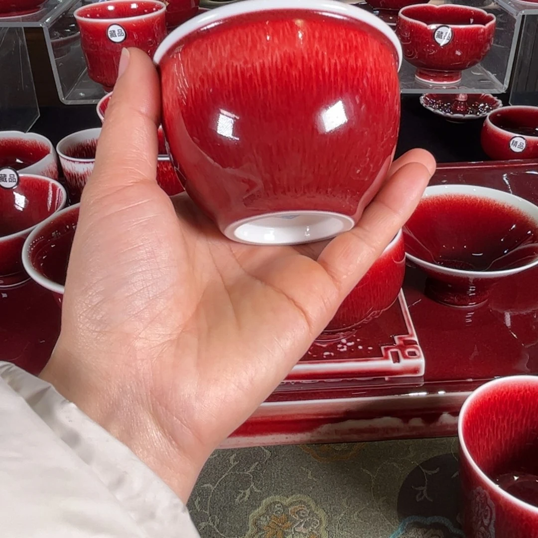 杯子景德镇原矿朗红杯