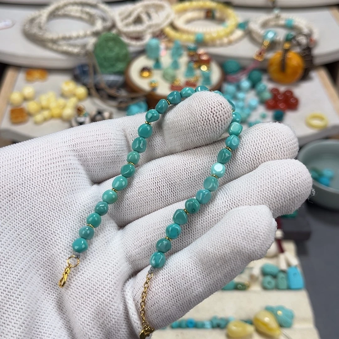 绿松石未镶嵌手链随型