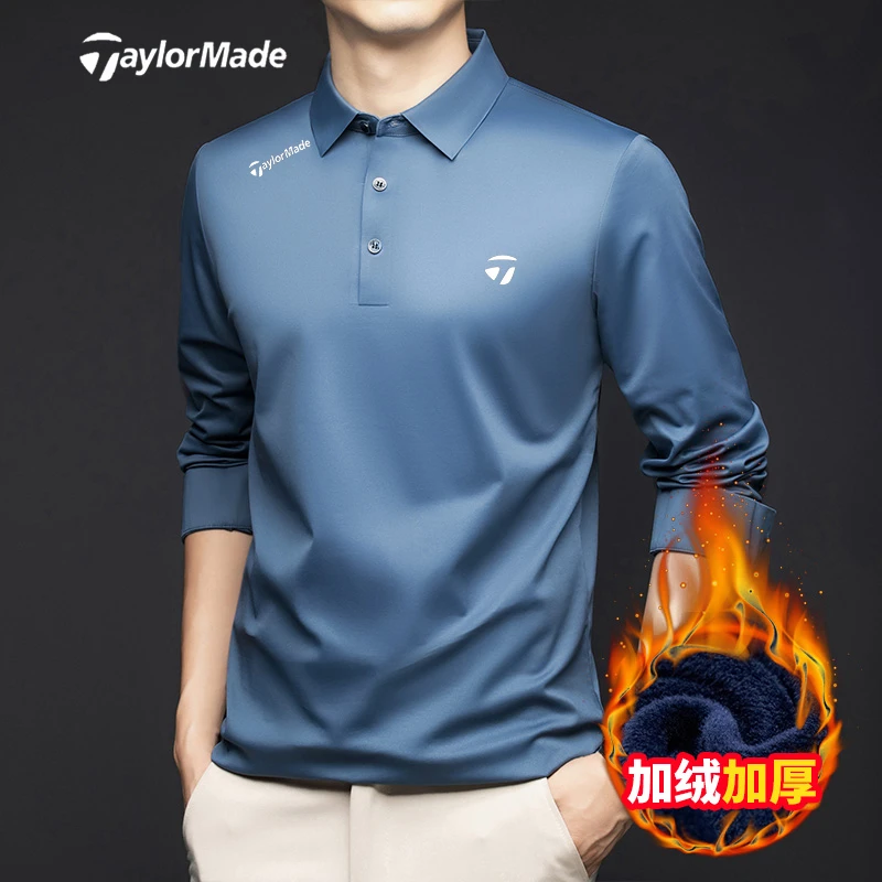 Taylormade泰勒梅高尔夫男装户外上衣冬季翻领polo男加绒加厚外衣