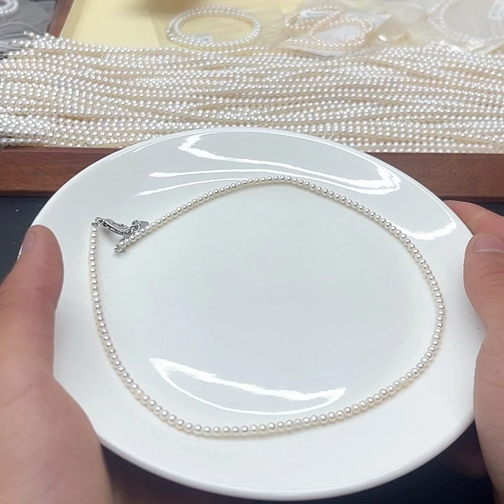 淡水珍珠银S925镶嵌天然珍珠项链2