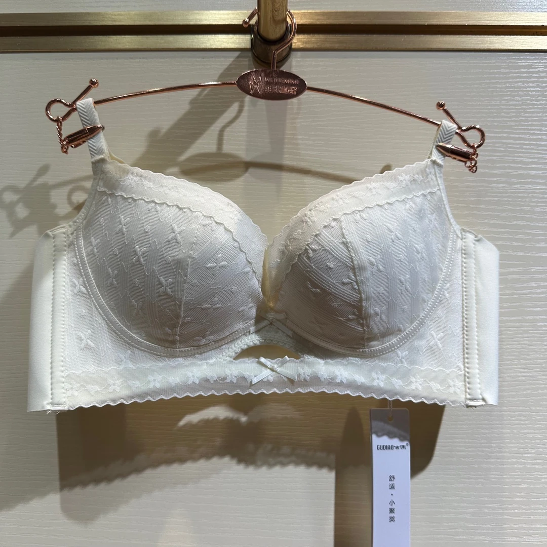 古调8167甜美少女立体提花超薄B杯文胸三排扣小镂空聚拢上托内衣