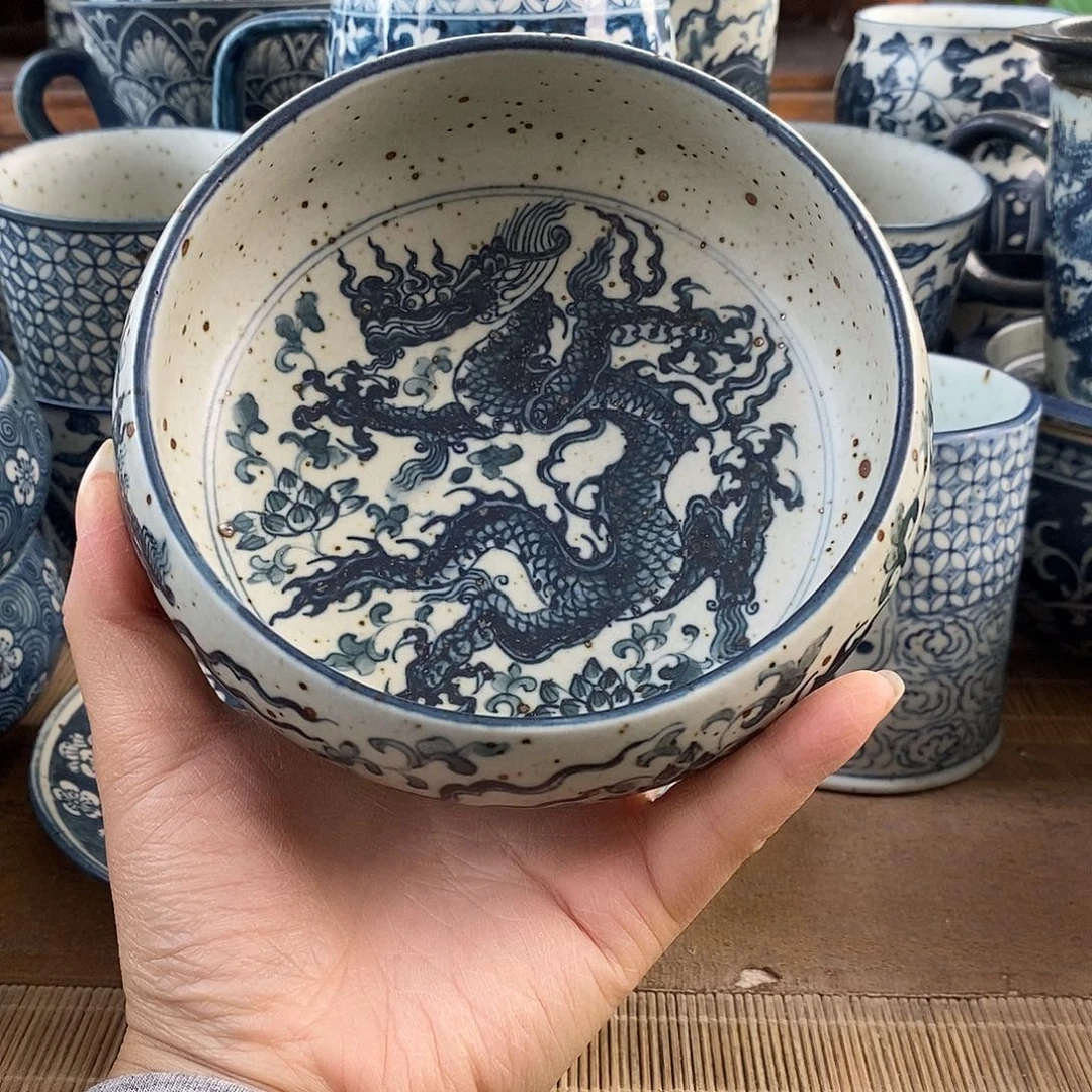 陶手工手绘青花高温陶瓷