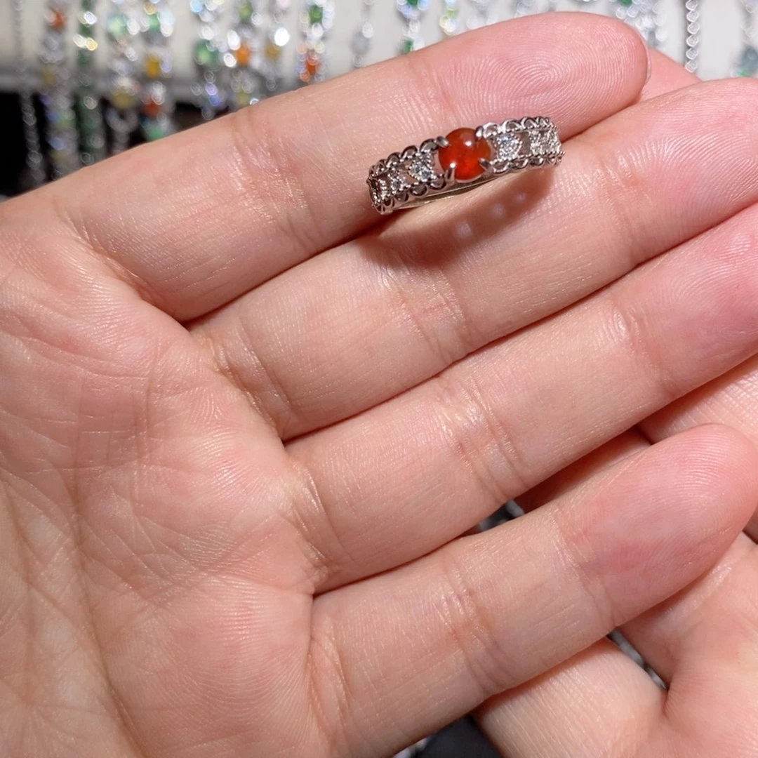 翡翠戒指银S925镶嵌k n k l