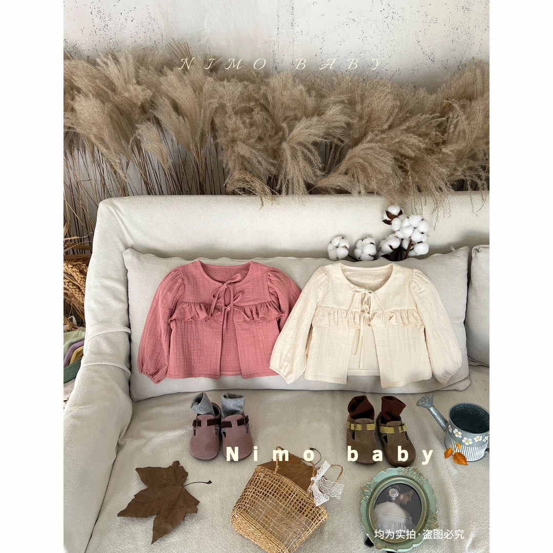 NIMO【团团云朵】韩版秋款女宝宝小众长袖精致休闲时尚纯色外套