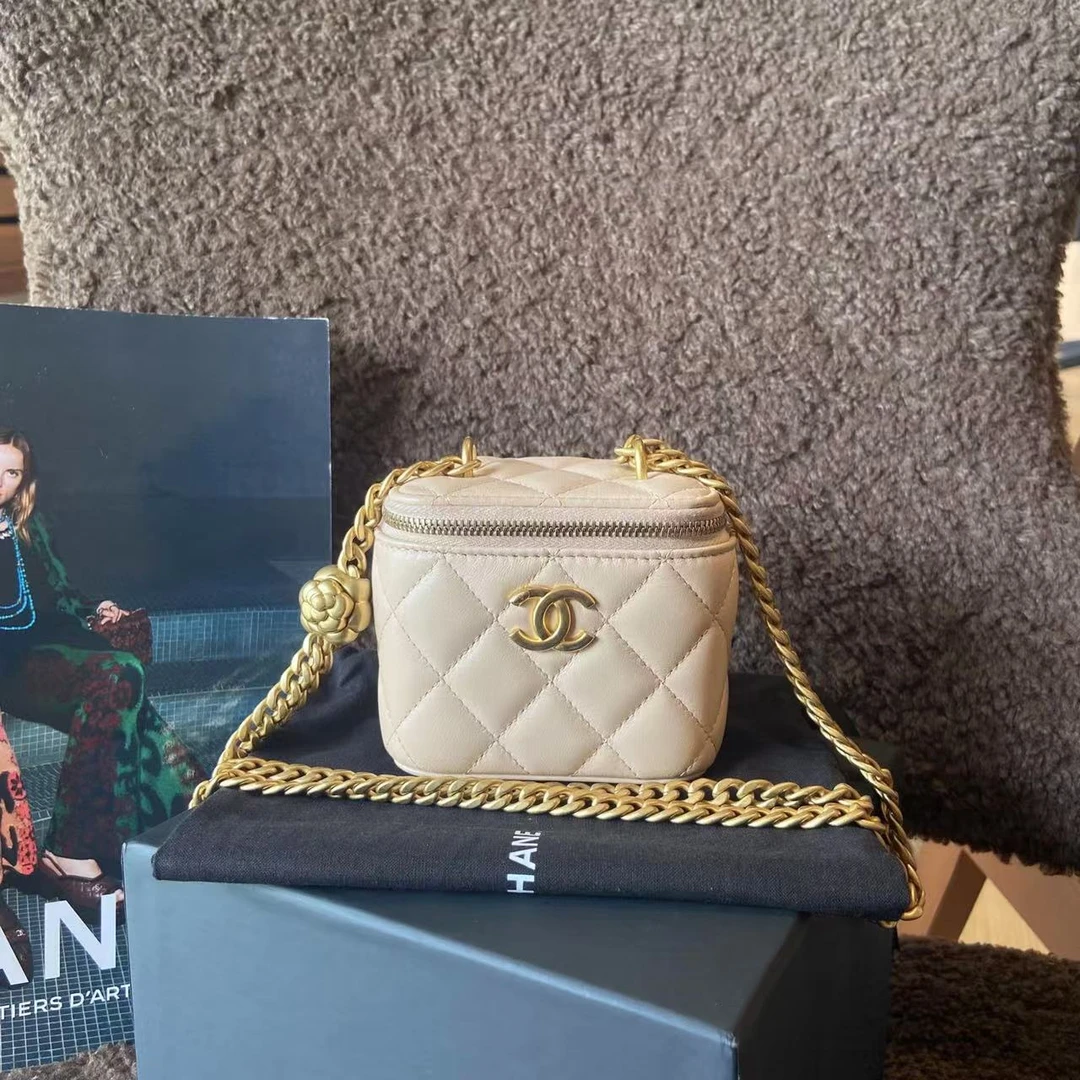 99新 Chanel/香奈儿 壹臻/23s藕粉山茶花金球mini盒子包 36371129