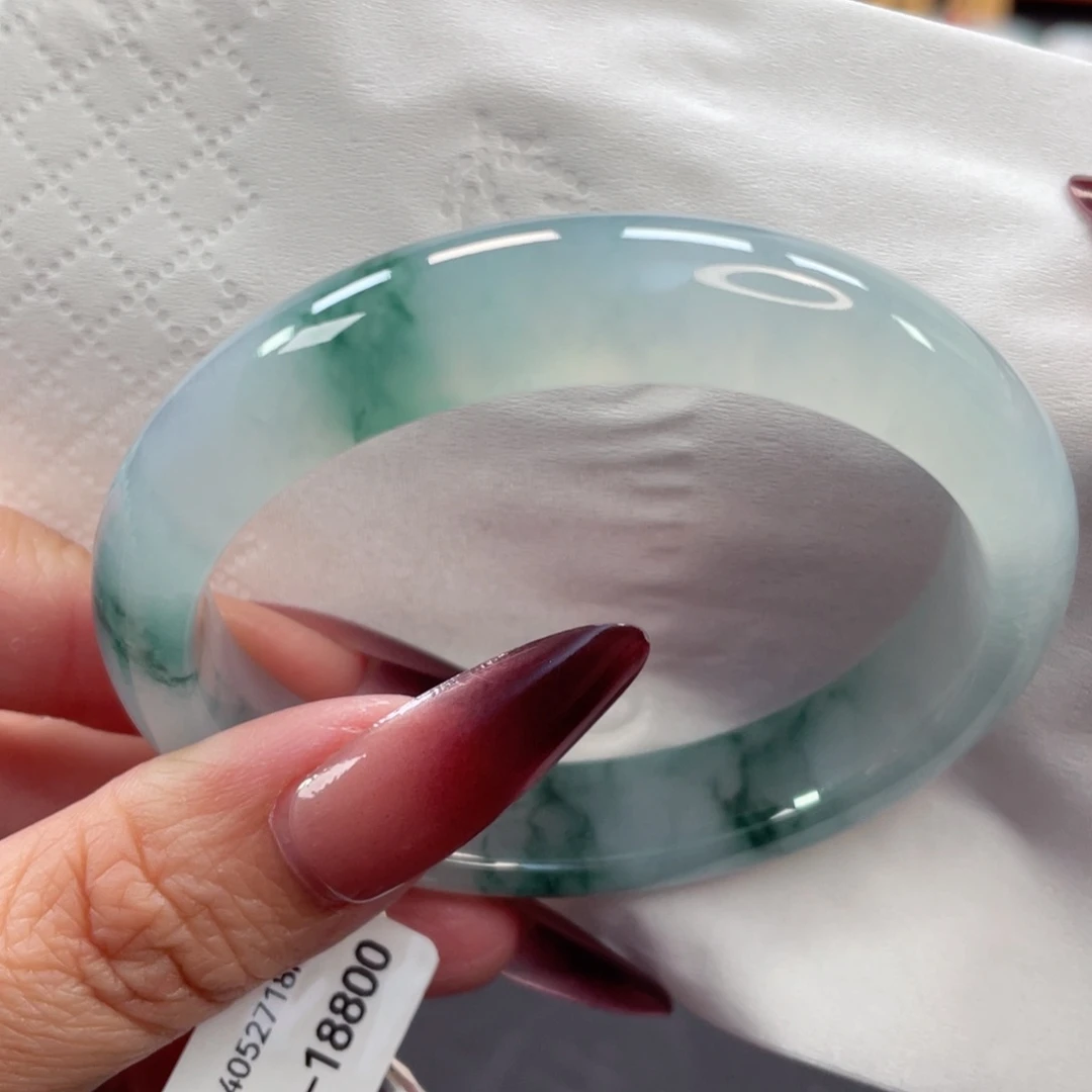 未镶嵌手镯翡翠7号55冰胶起光兰花贵妃闭眼拍